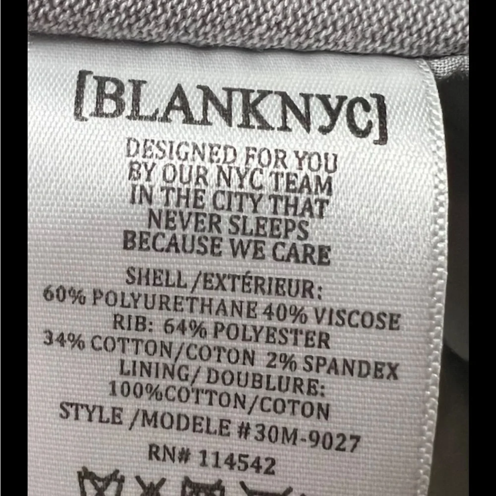 BL^NK NYC Gray Jacket Faux Leather Vegan Knit Moto Asymmetrical Zip Drapey